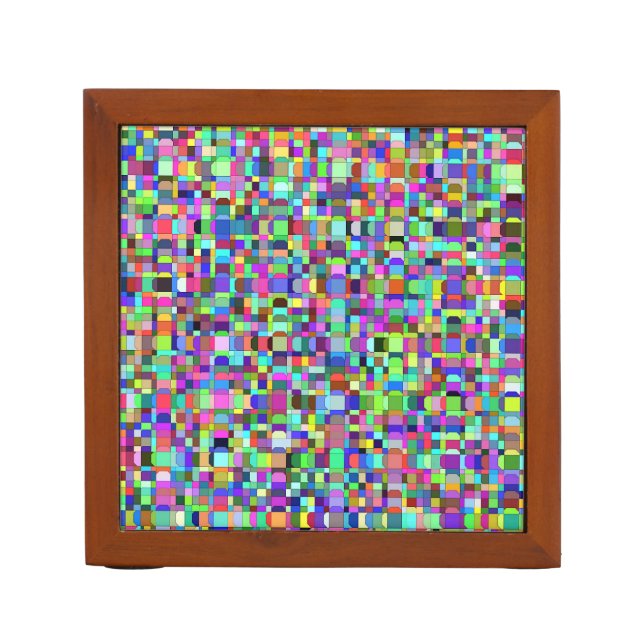 Abstract Squares Shapes Multicolor Pattern Desk Organizer (Front)