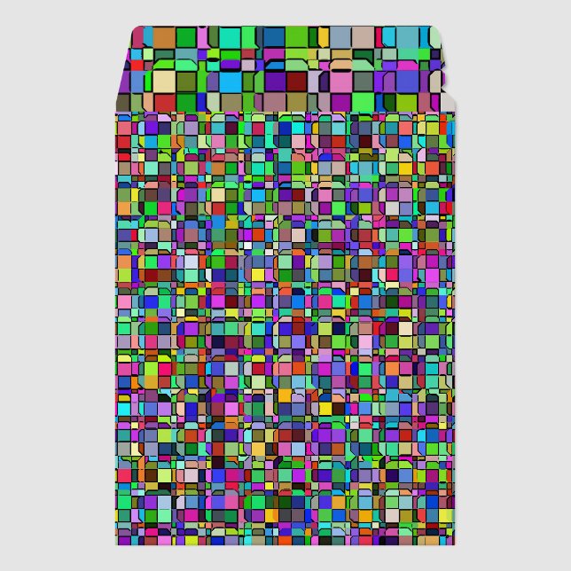 Abstract Squares Shapes Multicolor Pattern Envelope Mailers (Front)