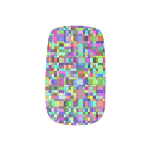 Abstract Squares Shapes Multicolor Pattern Minx Nail Art