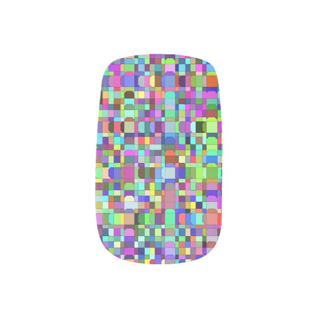 Abstract Squares Shapes Multicolor Pattern Minx Nail Art (Left Thumb)