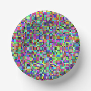 Abstract Squares Shapes Multicolor Pattern Paper Bowls