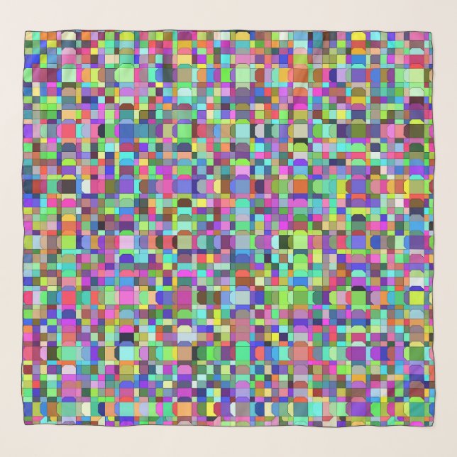 Abstract Squares Shapes Multicolor Pattern Scarf (Front)