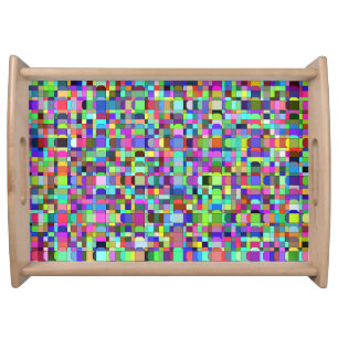 Abstract Squares Shapes Multicolor Pattern Serving Tray
