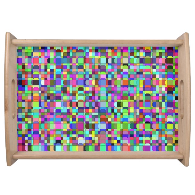 Abstract Squares Shapes Multicolor Pattern Serving Tray (Front)