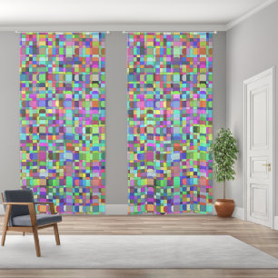 Abstract Squares Shapes Multicolor Pattern Sheer Curtains
