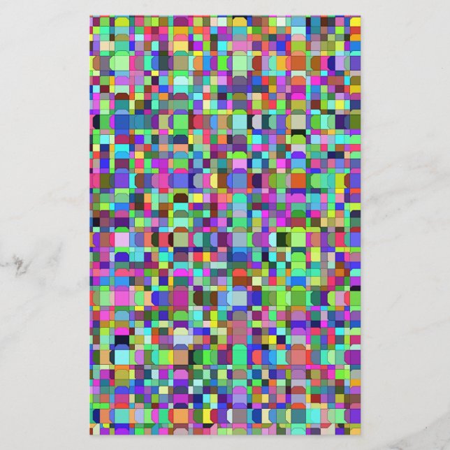 Abstract Squares Shapes Multicolor Pattern Stationery (Front)
