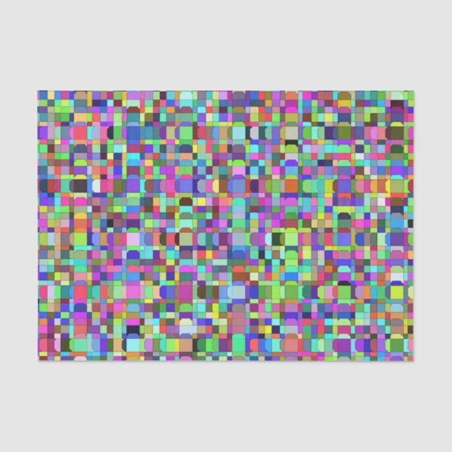 Abstract Squares Shapes Multicolor Pattern Tissue Paper (Front)