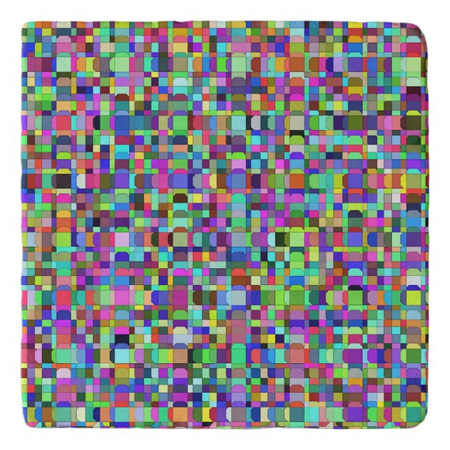 Abstract Squares Shapes Multicolor Pattern Trivet (Front)