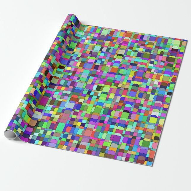 Abstract Squares Shapes Multicolor Pattern Wrapping Paper (Unrolled)
