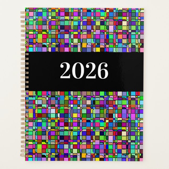 Abstract Squares Shapes Multicolor Personalize Planner (Front)