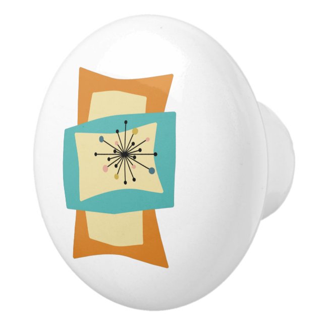 Abstract Squeezed Rectangles Mid Century Modern Ceramic Knob (Right)