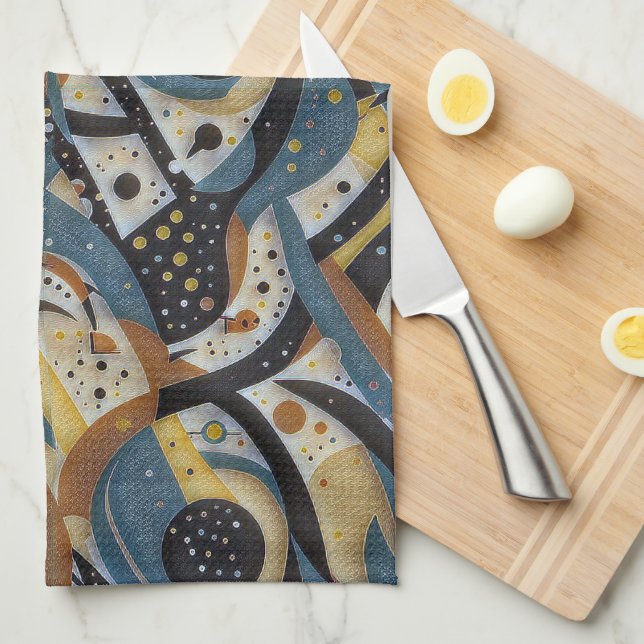 Abstract squiggles, dots, and zigzags pattern kitchen towel (Quarter Fold)