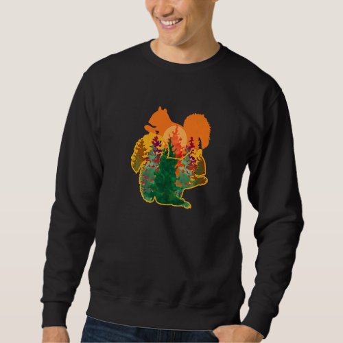 Abstract Squirrel Forest Animal Fans Rodent Acorn  Sweatshirt