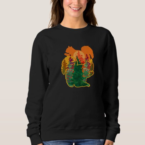 Abstract Squirrel Forest Animal Fans Rodent Acorn  Sweatshirt