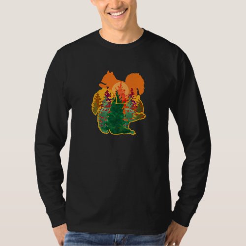 Abstract Squirrel Forest Animal Fans Rodent Acorn  T_Shirt