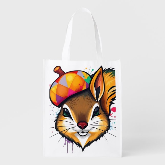 Abstract Squirrel in Acorn Hat Bag (Front)