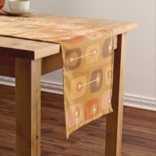 Abstract Squishy Cubes Burnt Orange Short Table Runner