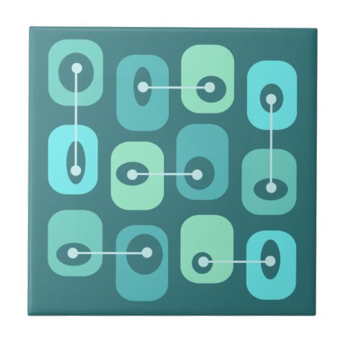 Abstract Squishy Cubes Turquoise Ceramic Tile