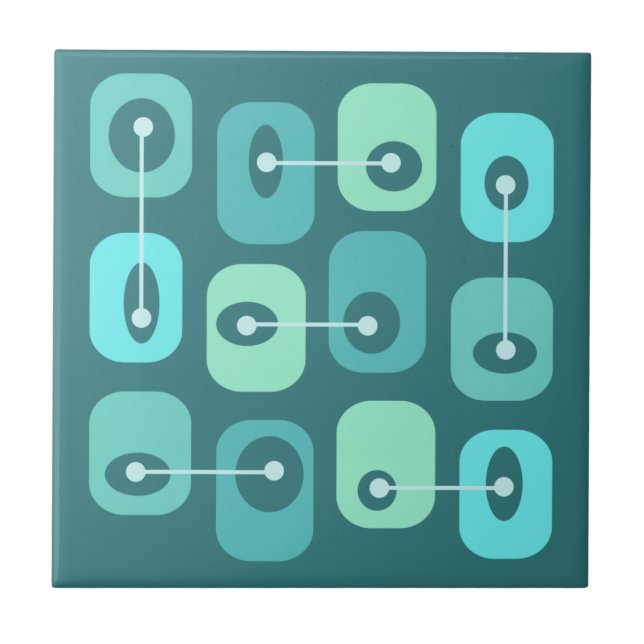 Abstract Squishy Cubes Turquoise Ceramic Tile (Front)