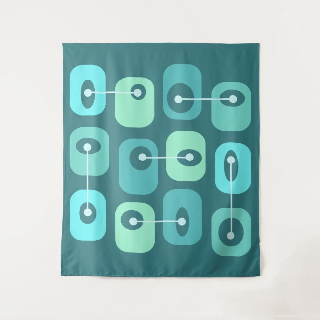 Abstract Squishy Cubes Turquoise Tapestry (Front)