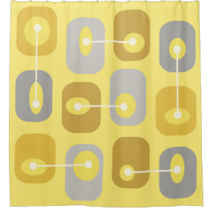 Abstract Squishy Cubes Yellow Gray Shower Curtain