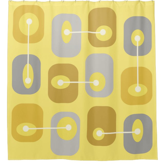Abstract Squishy Cubes Yellow Gray Shower Curtain (Front)