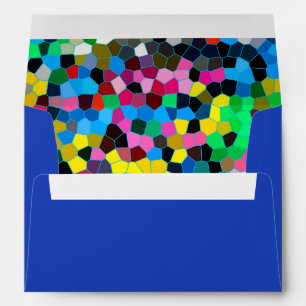 Abstract Stained Glass Colorful Blue Pink Mosaic Envelope