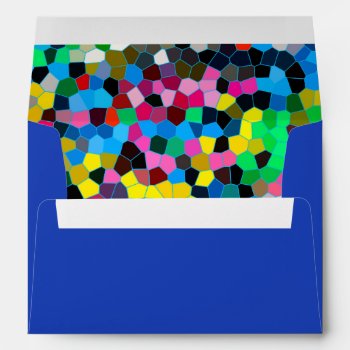 Abstract Stained Glass Colorful Blue Pink Mosaic Envelope by BCMonogramMe at Zazzle