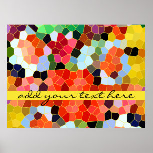 Abstract Stained Glass Colorful Yellow Red Mosaic Poster