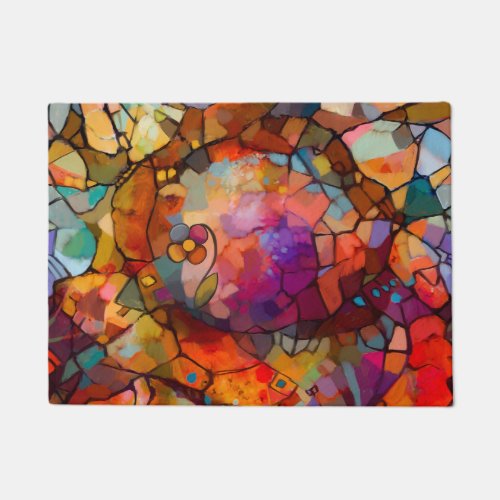 Abstract stained glass contemporary painting doormat
