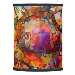 Abstract, stained glass, contemporary painting lamp shade