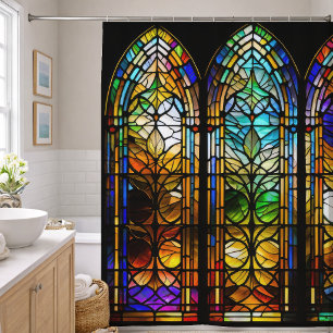 Abstract Stained Glass Design Shower Curtain