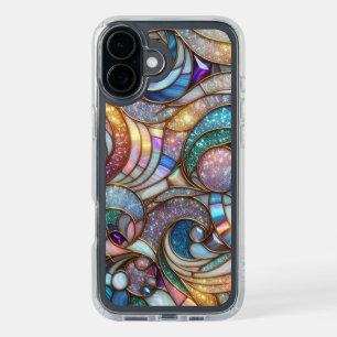 Abstract Stained Glass Floral Art Pattern iPhone 16 Plus Case