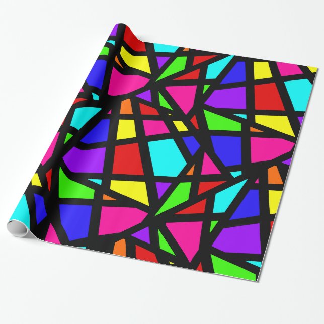 Abstract Stained Glass Geometric Wrapping Paper (Unrolled)