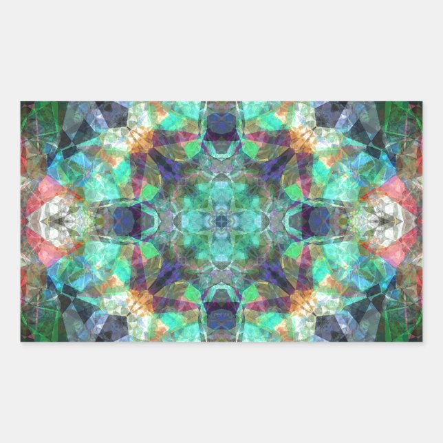 Abstract Stained Glass Rectangular Sticker (Front)