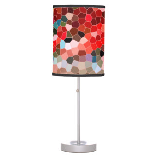 Abstract Stained Glass Red Burgundy Brown Mosaic Table Lamp