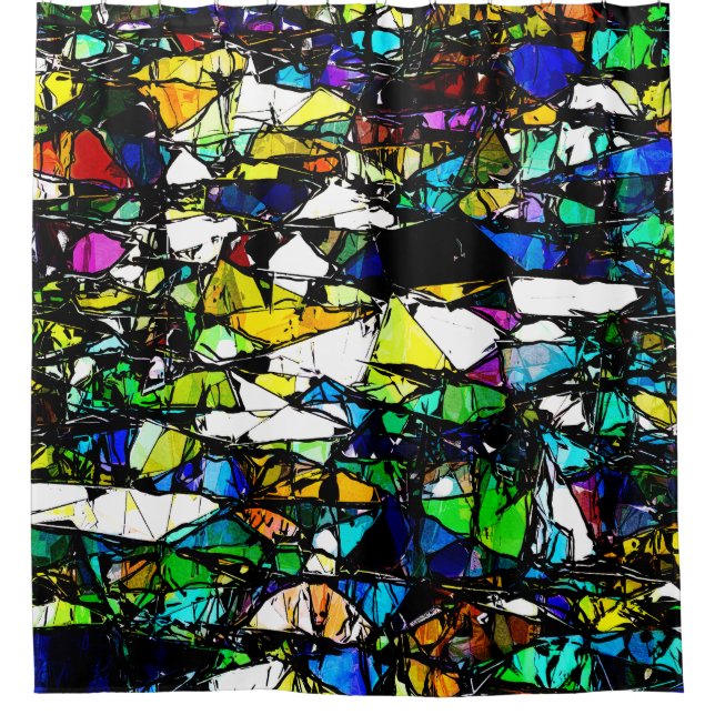 Abstract Stained Glass Shower Curtain (Front)