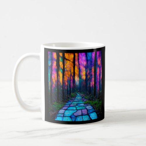 Abstract Stained Glass Winding Through the Forest  Coffee Mug