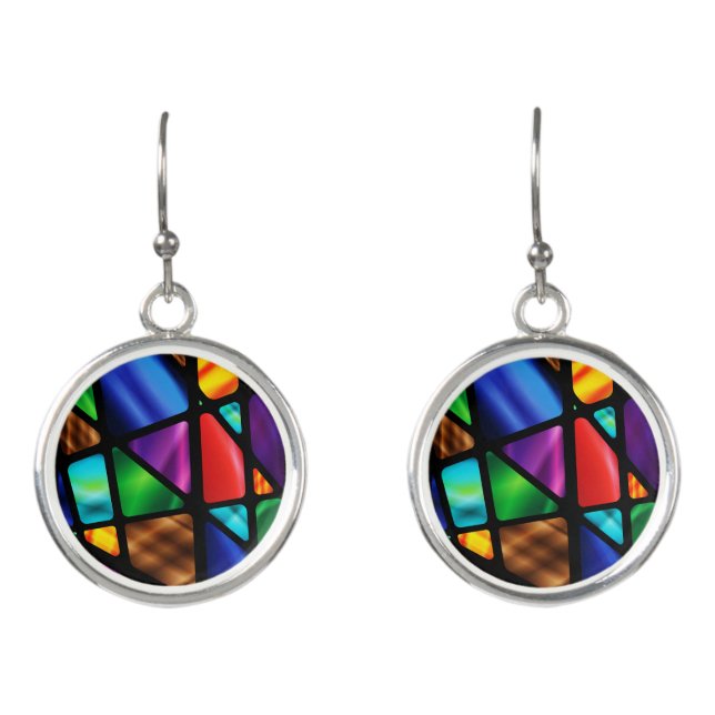 Abstract Stained Glass Window Earrings (Front)