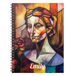Abstract Stained Glass Woman Portrait Notebook