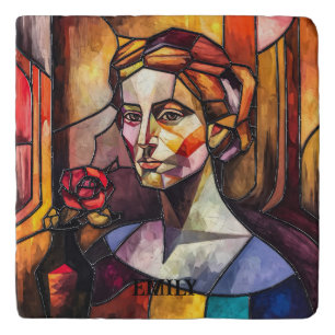 Abstract Stained Glass Woman Trivet