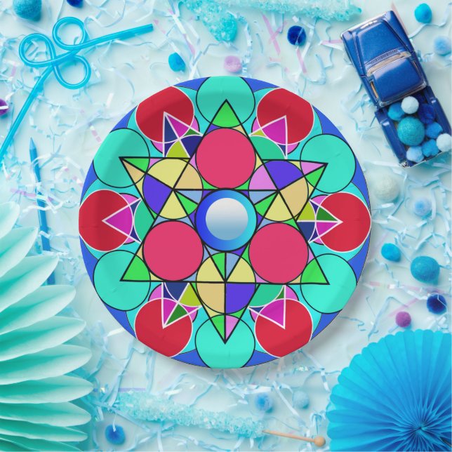 Abstract Star Flower Paper Plates (Party)