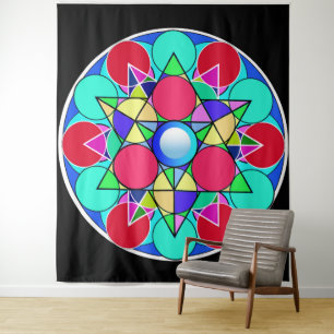 Abstract Star Flower Tapestry