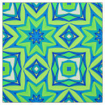 Abstract Star Geometric - Lime Green and Blue  Fabric