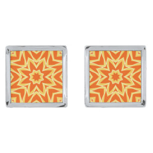 Abstract Star Geometric - Orange and Gold Cufflinks