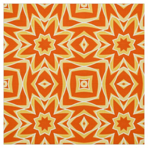 Abstract Star Geometric - Orange and Gold  Fabric