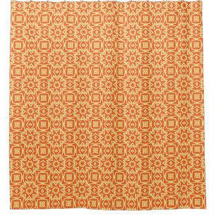 Abstract Star Geometric - Orange and Gold  Shower Curtain