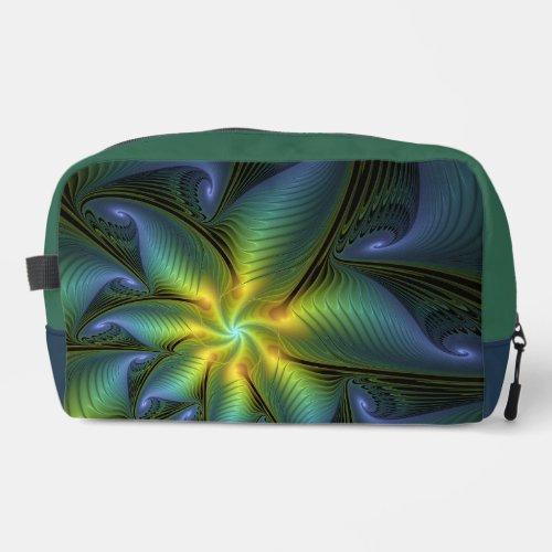 Abstract Star Shiny Blue Green Golden Fractal Art Dopp Kit