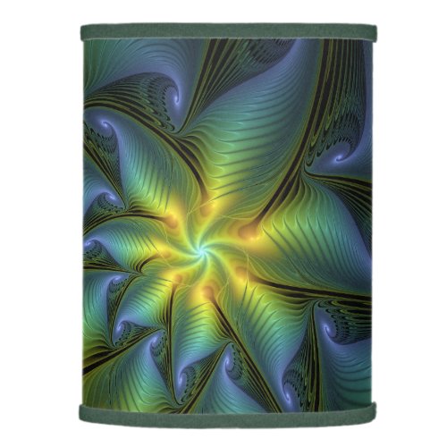 Abstract Star Shiny Blue Green Golden Fractal Art Lamp Shade