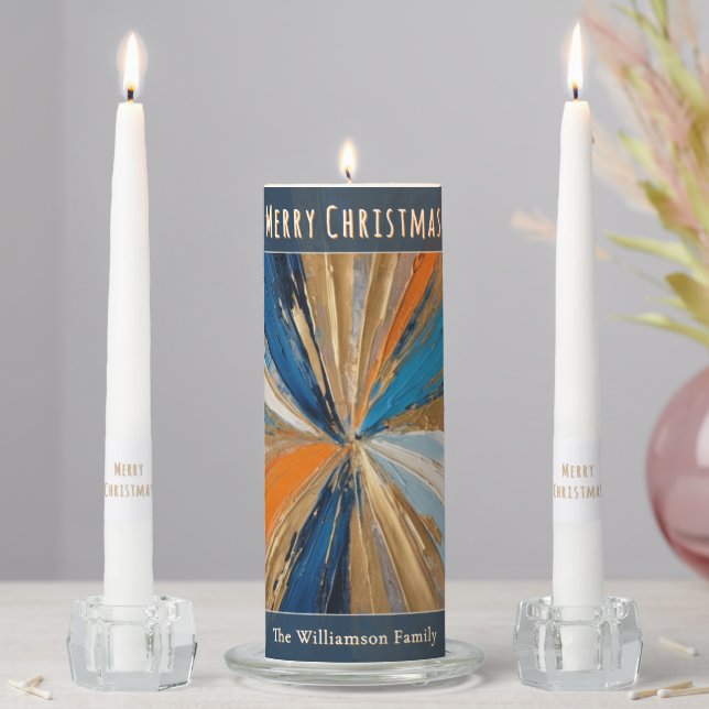 Abstract Starburst Merry Christmas Personalized Unity Candle Set (In Situ)